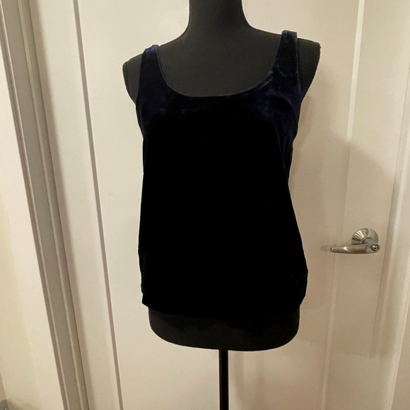 J. Crew tank top size 2 SMALL faux velvet blue Viscose blend sleeveless lined - Picture 1 of 16